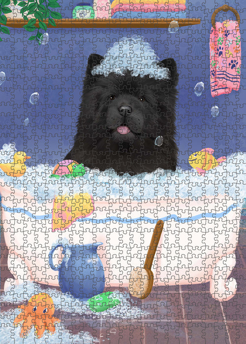 Rub A Dub Dog In A Tub Chow Chow Dog Portrait Jigsaw Puzzle for Adults Animal Interlocking Puzzle Game Unique Gift for Dog Lover's with Metal Tin Box PZL258