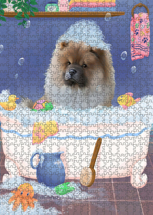 Rub A Dub Dog In A Tub Chow Chow Dog Portrait Jigsaw Puzzle for Adults Animal Interlocking Puzzle Game Unique Gift for Dog Lover's with Metal Tin Box PZL259