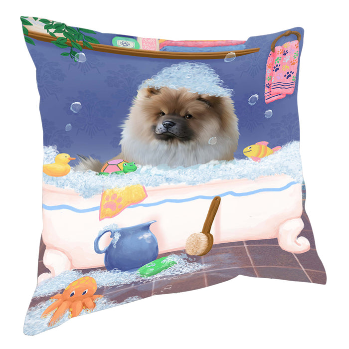 Rub A Dub Dog In A Tub Chow Chow Dog Pillow with Top Quality High-Resolution Images - Ultra Soft Pet Pillows for Sleeping - Reversible & Comfort - Ideal Gift for Dog Lover - Cushion for Sofa Couch Bed - 100% Polyester, PILA90496