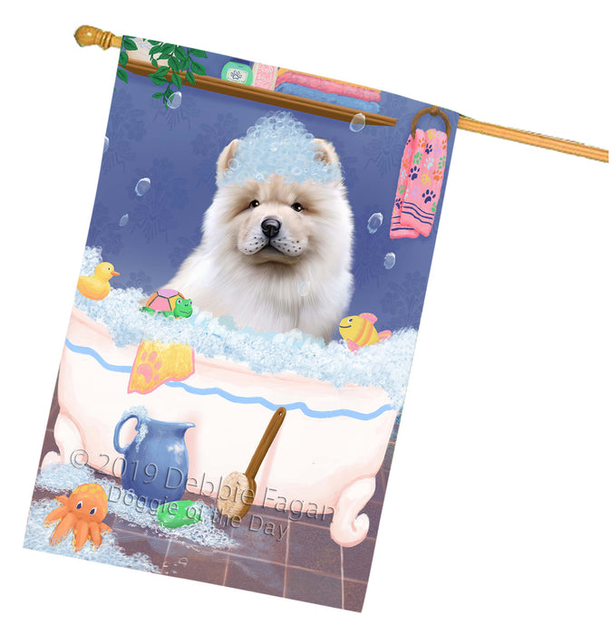 Rub A Dub Dog In A Tub Chow Chow Dog House Flag FLG66260