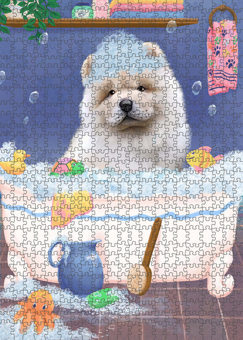 Rub A Dub Dog In A Tub Chow Chow Dog Portrait Jigsaw Puzzle for Adults Animal Interlocking Puzzle Game Unique Gift for Dog Lover's with Metal Tin Box PZL260