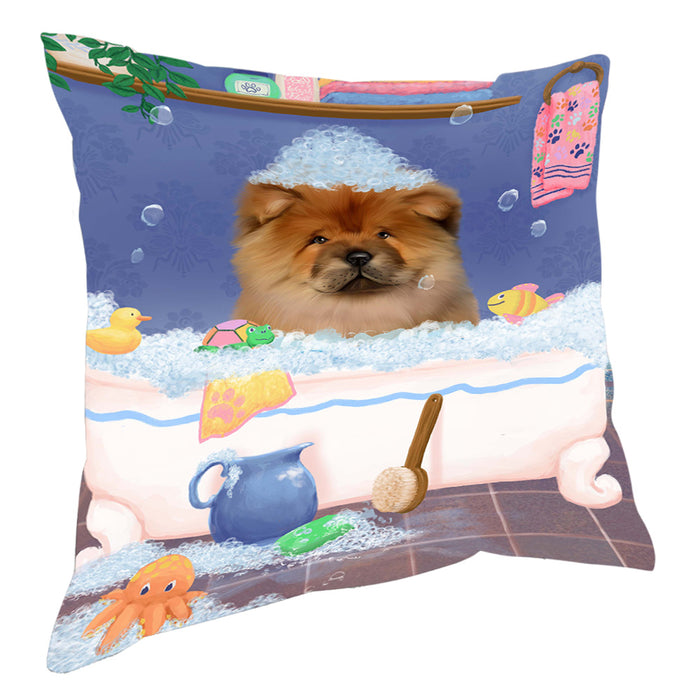 Rub A Dub Dog In A Tub Chow Chow Dog Pillow with Top Quality High-Resolution Images - Ultra Soft Pet Pillows for Sleeping - Reversible & Comfort - Ideal Gift for Dog Lover - Cushion for Sofa Couch Bed - 100% Polyester, PILA90502