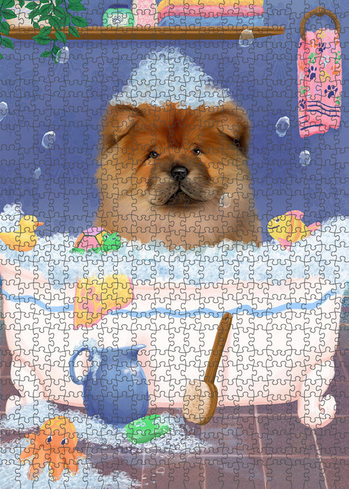 Rub A Dub Dog In A Tub Chow Chow Dog Portrait Jigsaw Puzzle for Adults Animal Interlocking Puzzle Game Unique Gift for Dog Lover's with Metal Tin Box PZL261