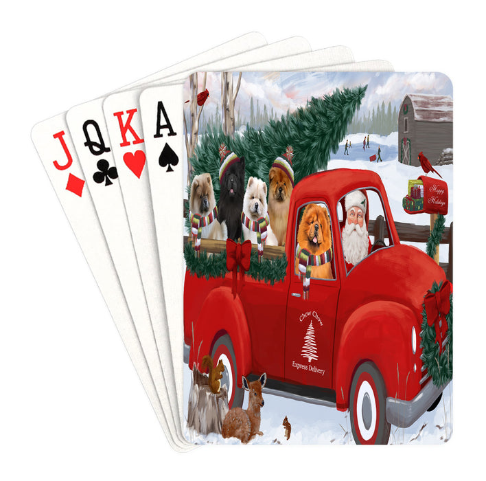 Christmas Santa Express Delivery Red Truck Chow Chow Dogs Playing Card Decks