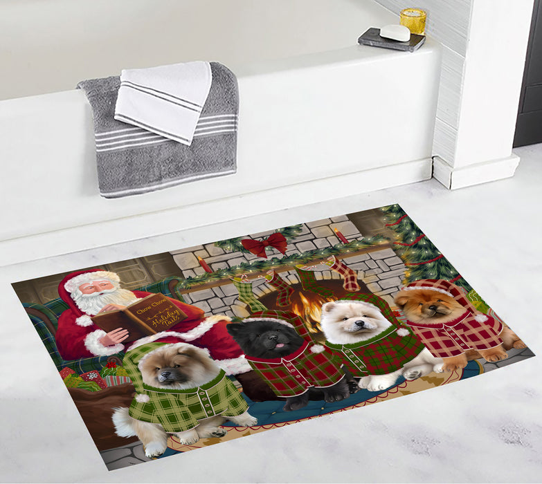 Christmas Cozy Holiday Fire Tails Chow Chow Dogs Bath Mat
