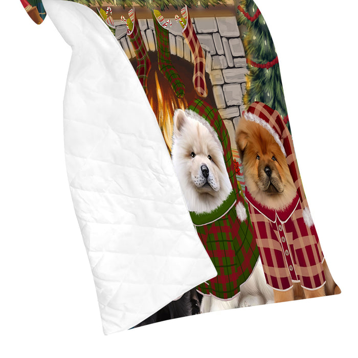 Christmas Cozy Holiday Fire Tails Chow Chow Dogs Quilt