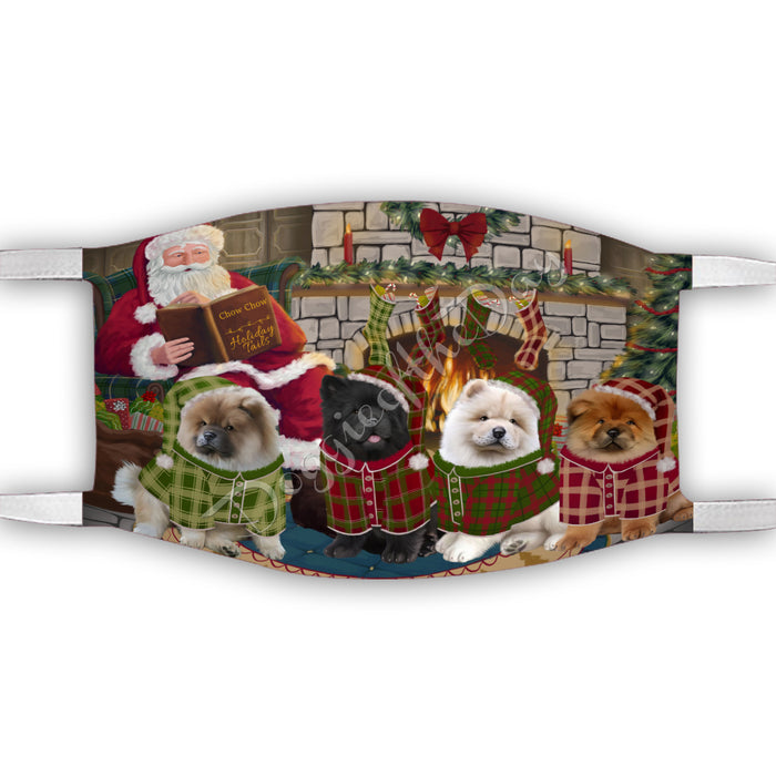 Christmas Cozy Holiday Fire Tails Chow Chow Dogs Face Mask FM48624