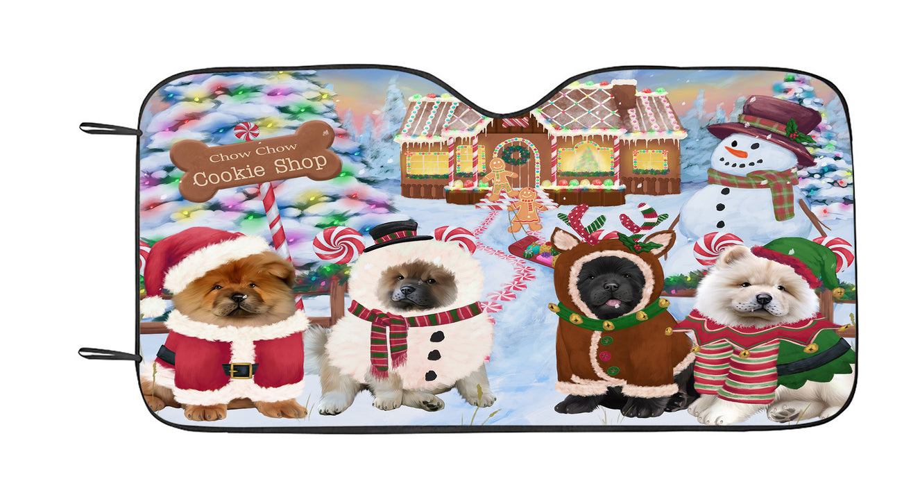 Holiday Gingerbread Cookie Chow Chow Dogs Car Sun Shade