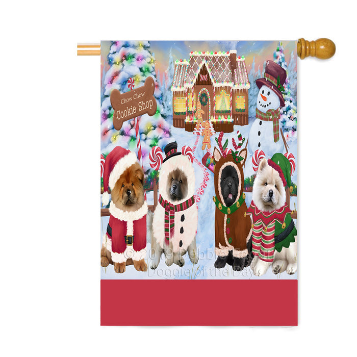 Personalized Holiday Gingerbread Cookie Shop Chow Chow Dogs Custom House Flag FLG-DOTD-A59253