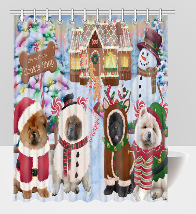 Holiday Gingerbread Cookie Chow Chow Dogs Shower Curtain