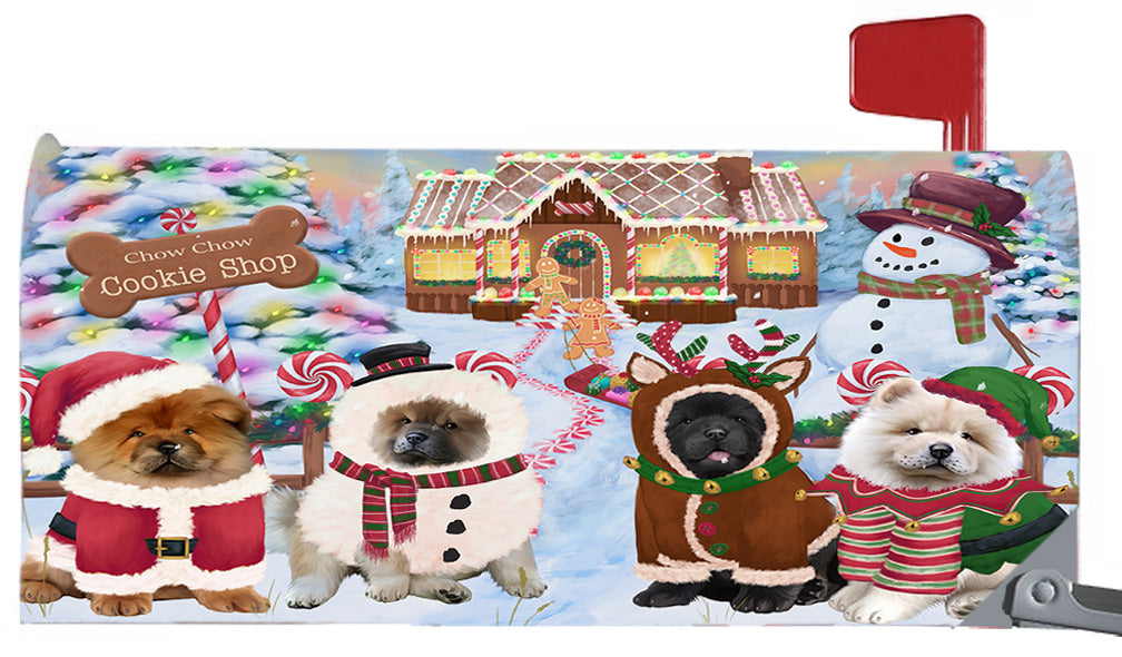 Christmas Holiday Gingerbread Cookie Shop Chow Chow Dogs 6.5 x 19 Inches Magnetic Mailbox Cover Post Box Cover Wraps Garden Yard Décor MBC48984