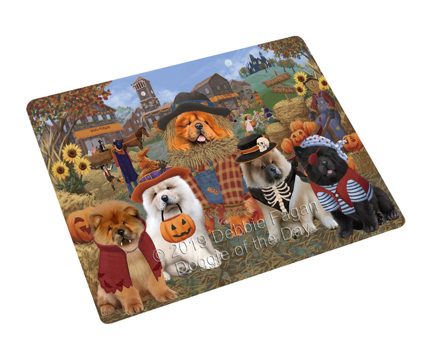 Halloween 'Round Town And Fall Pumpkin Scarecrow Both Chow Chow Dogs Large Refrigerator / Dishwasher Magnet RMAG104364