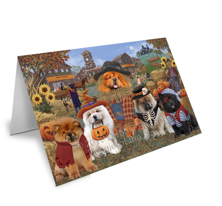 Halloween 'Round Town Chow Chow Dogs Handmade Artwork Assorted Pets Greeting Cards and Note Cards with Envelopes for All Occasions and Holiday Seasons GCD77813
