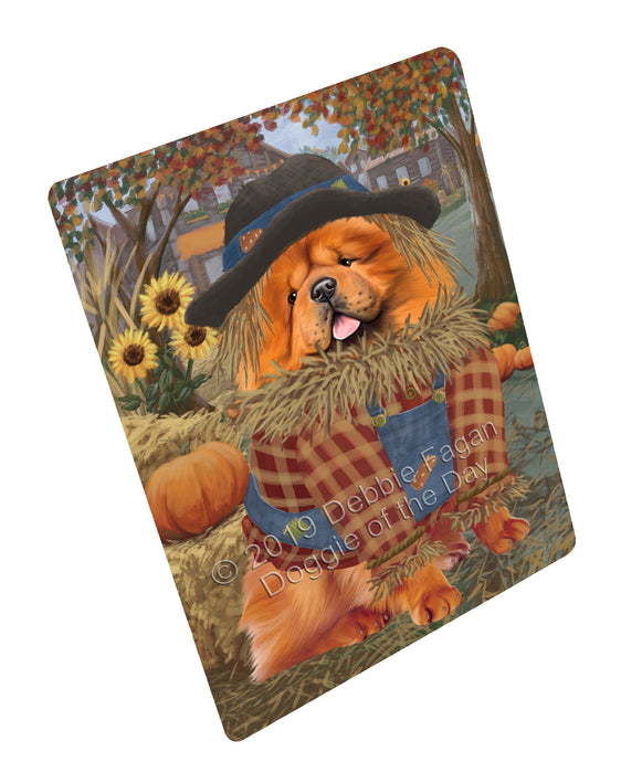 Halloween 'Round Town And Fall Pumpkin Scarecrow Both Chow Chow Dogs Large Refrigerator / Dishwasher Magnet RMAG104730