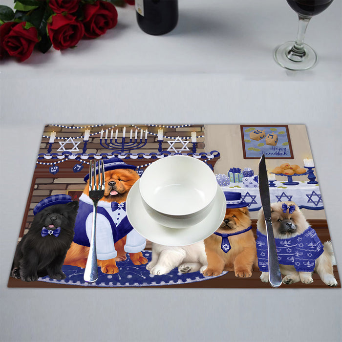 Happy Hanukkah Family Chow Chow Dogs Placemat