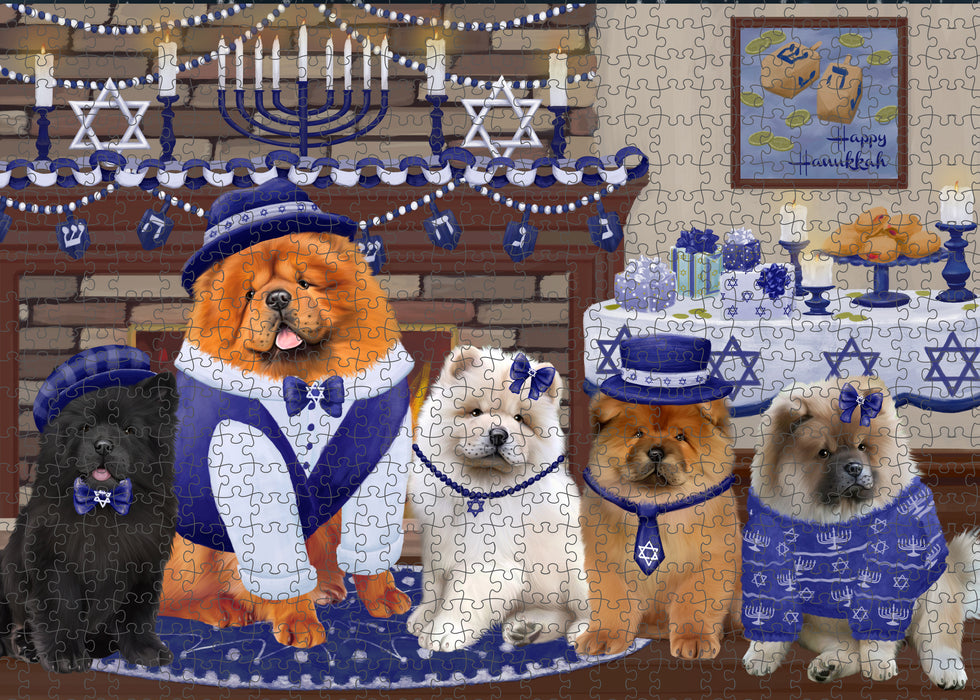 Happy Hanukkah Family and Happy Hanukkah Both Chow Chow Dogs Puzzle  PUZL96752