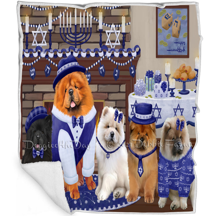 Happy Hanukkah Family and Happy Hanukkah Both Chow Chow Dogs Blanket BLNKT140465