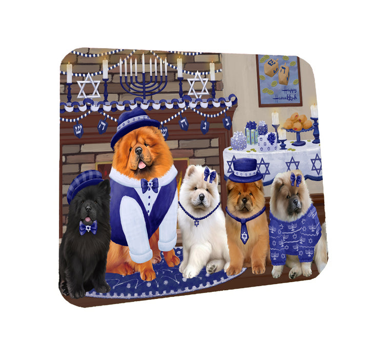 Happy Hanukkah Family Chow Chow Dogs Coasters Set of 4 CSTA57567