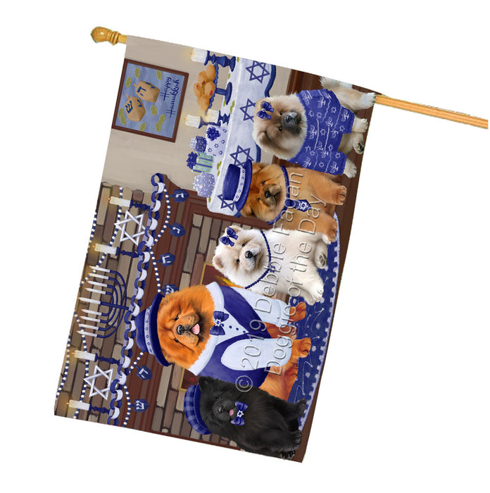 Happy Hanukkah Family Chow Chow Dogs House Flag FLG65823