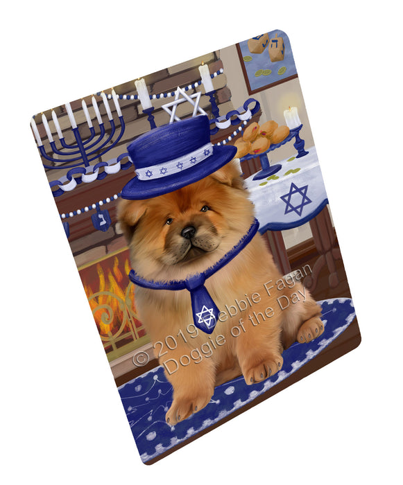 Happy Hanukkah Family and Happy Hanukkah Both Chow Chow Dog Large Refrigerator / Dishwasher Magnet RMAG105096
