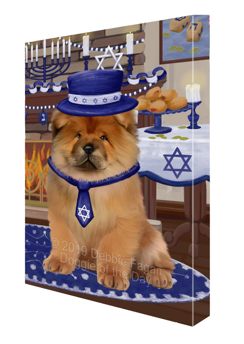 Happy Hanukkah Family and Happy Hanukkah Both Chow Chow Dog Canvas Print Wall Art Décor CVS140588
