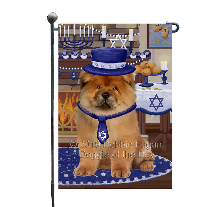 Happy Hanukkah Family and Happy Hanukkah Both Chow Chow Dog Garden Flag GFLG65711