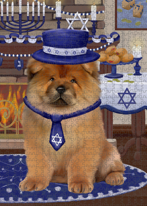 Happy Hanukkah Family and Happy Hanukkah Both Chow Chow Dog Puzzle  PUZL96976