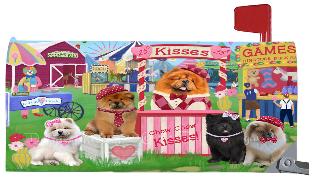 Carnival Kissing Booth Chow Chow Dogs Magnetic Mailbox Cover Both Sides Pet Theme Printed Decorative Letter Box Wrap Case Postbox Thick Magnetic Vinyl Material