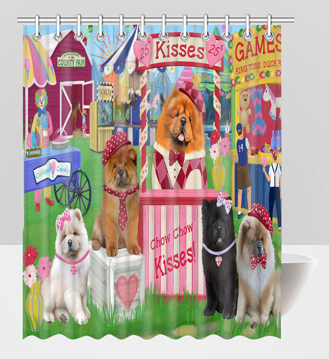 Carnival Kissing Booth Chow Chow Dogs Shower Curtain