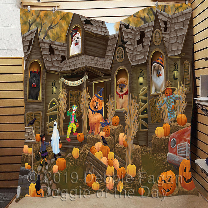 Haunted House Halloween Trick or Treat Chow Chow Dogs Quilt