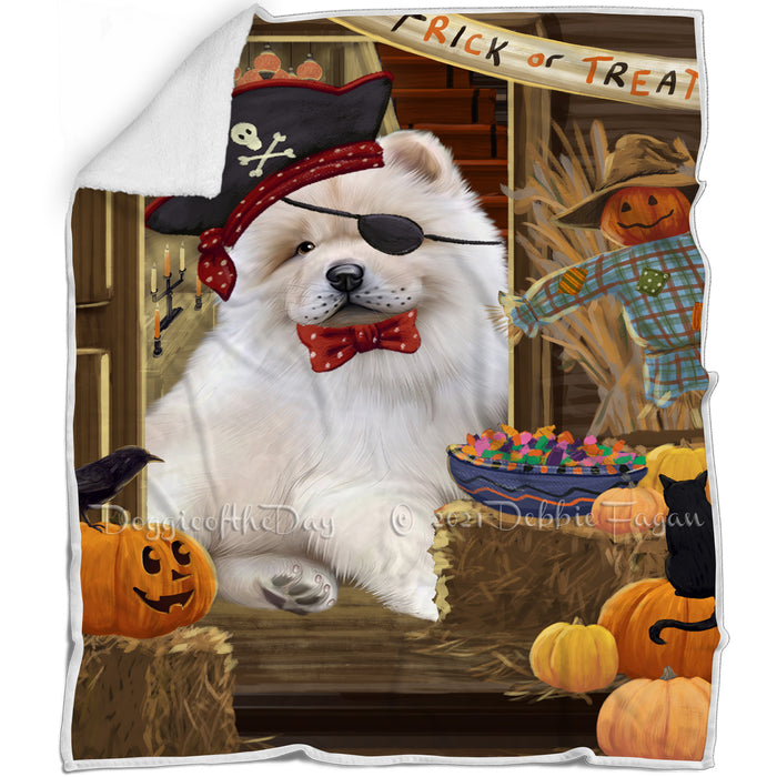 Enter at Own Risk Trick or Treat Halloween Chow Chow Dog Blanket BLNKT95115