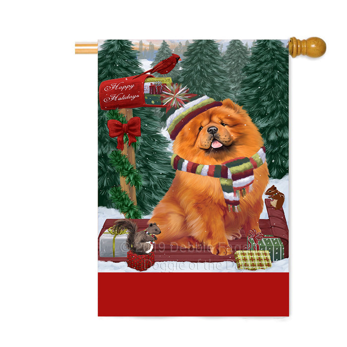 Personalized Merry Christmas Woodland Sled Chow Chow Dog Custom House Flag FLG-DOTD-A61612