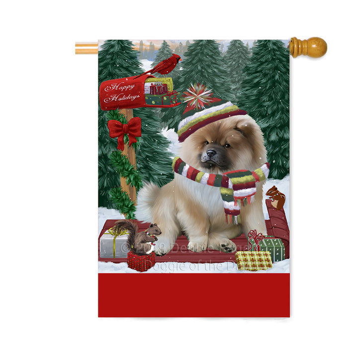 Personalized Merry Christmas Woodland Sled Chow Chow Dog Custom House Flag FLG-DOTD-A61613