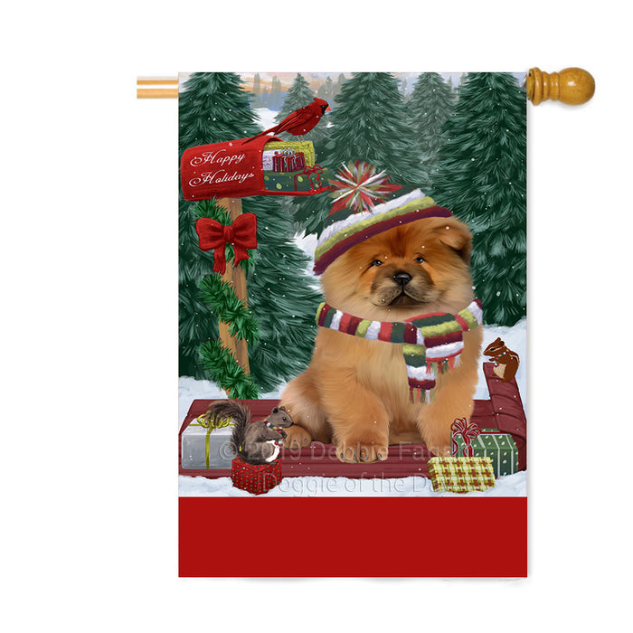Personalized Merry Christmas Woodland Sled Chow Chow Dog Custom House Flag FLG-DOTD-A61615