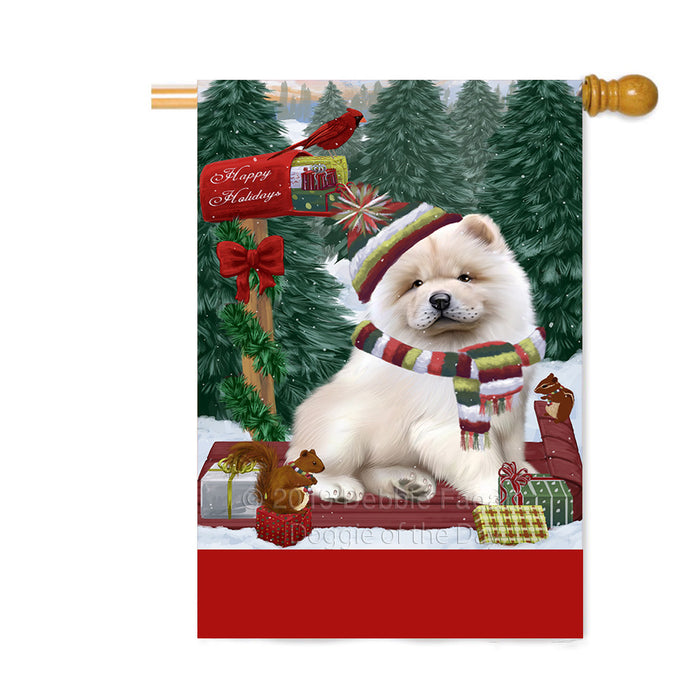 Personalized Merry Christmas Woodland Sled Chow Chow Dog Custom House Flag FLG-DOTD-A61616