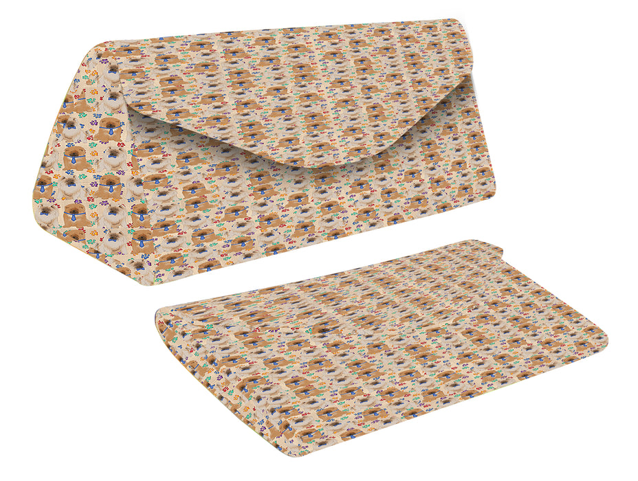 Rainbow Paw Print Chow Chow Dogs Blue Foldable Glasses Case