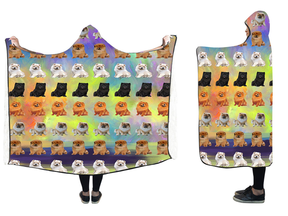 Paradise Wave Chow Chow Dogs Hooded Blanket 60x50