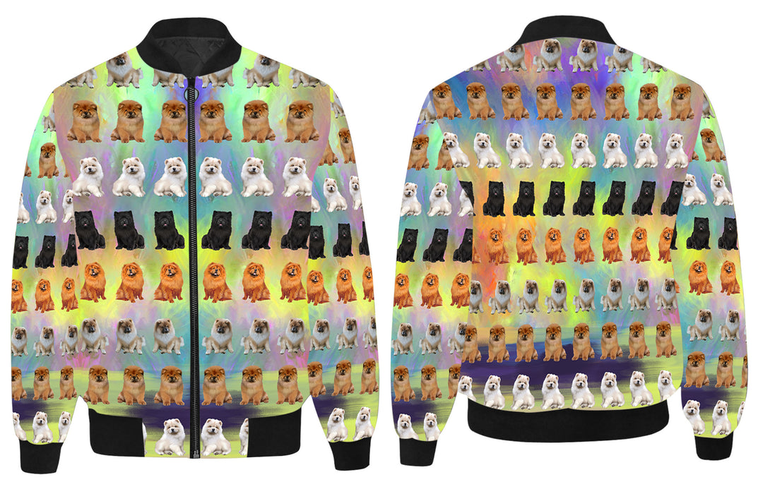 Paradise Wave Chow Chow Dogs All Over Print Quilted Bomber Men's Jacket