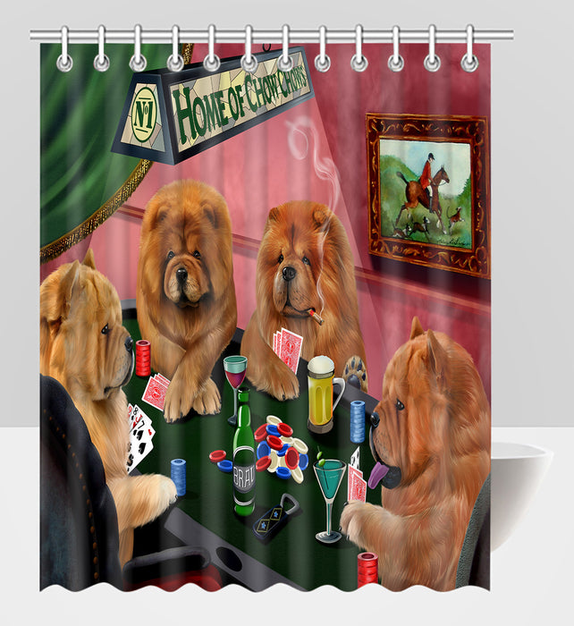Home of  Chow Chow Dogs Playing Poker Shower Curtain