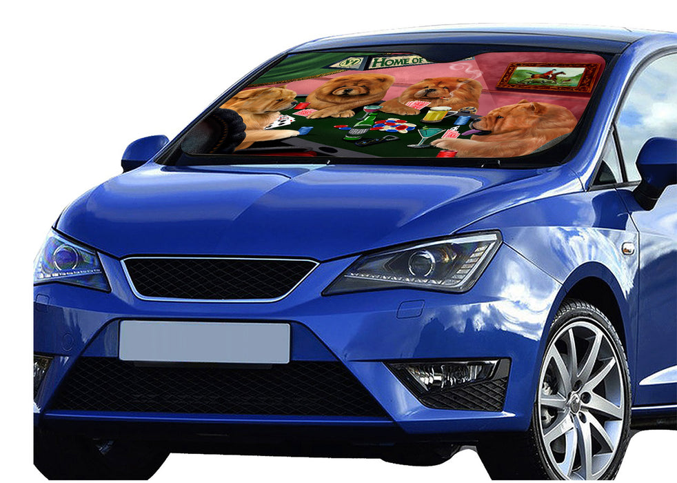 Home of  Chow Chow Dogs Playing Poker Car Sun Shade