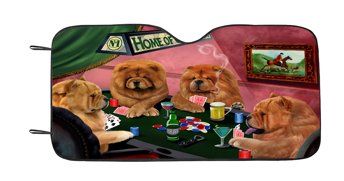 Home of  Chow Chow Dogs Playing Poker Car Sun Shade