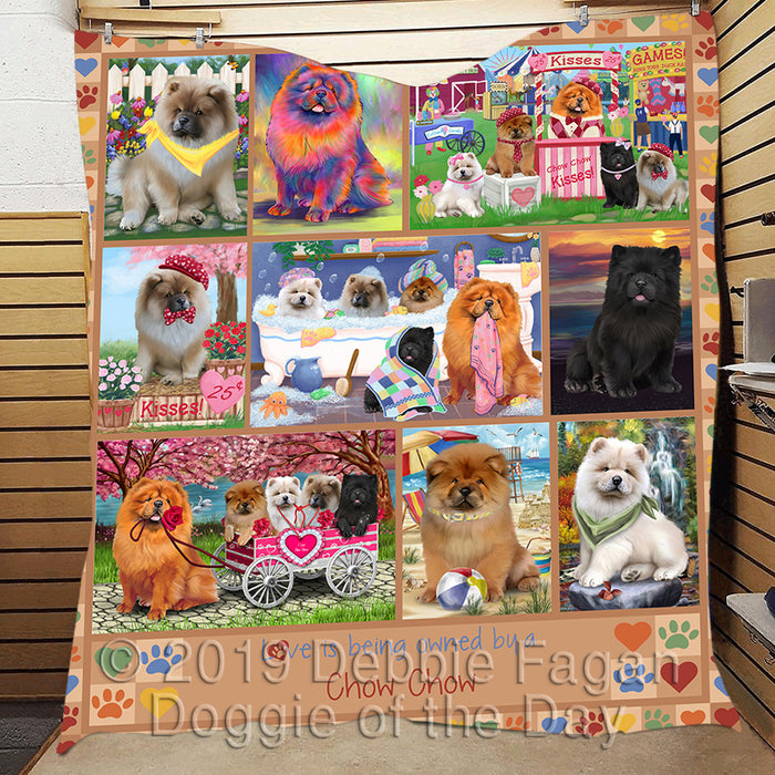 Love is Being Owned Chow Chow Dog Beige Quilt