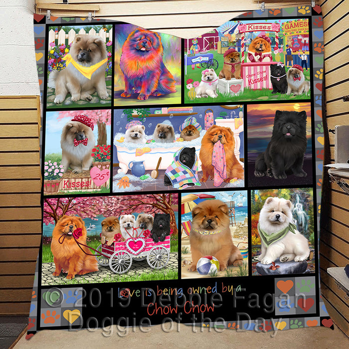Love is Being Owned Chow Chow Dog Grey Quilt
