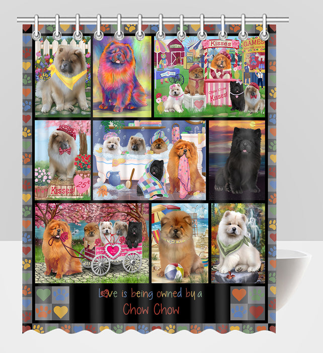 Love is Being Owned Chow Chow Dog Grey Shower Curtain