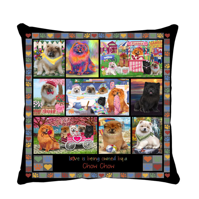 Love is Being Owned Chow Chow Dog Grey Pillow PIL84768