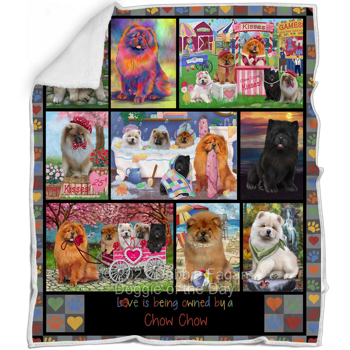 Love is Being Owned Chow Chow Dog Grey Blanket BLNKT137325