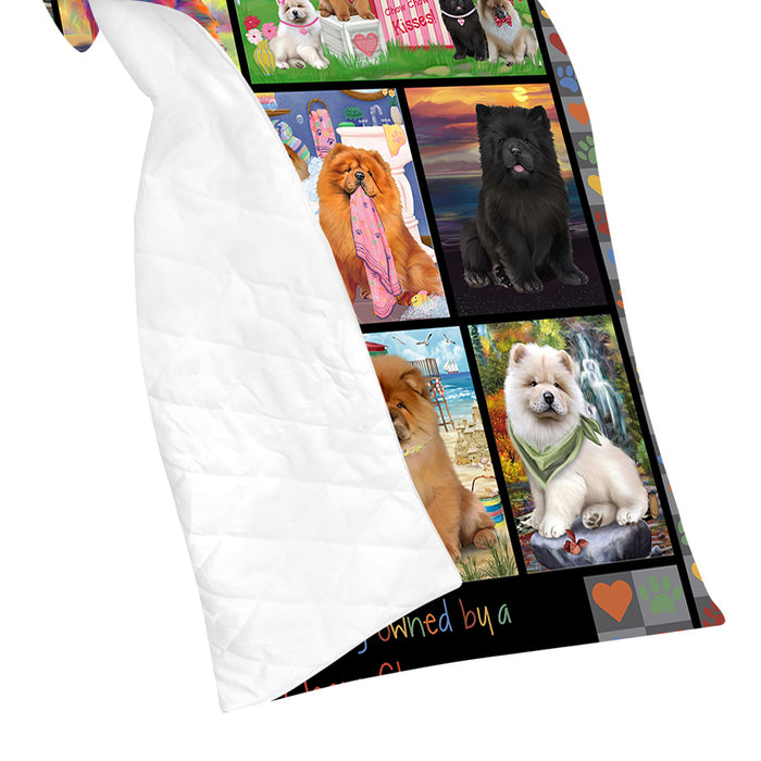 Love is Being Owned Chow Chow Dog Grey Quilt