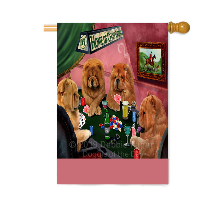 Personalized Home of Chow Chow Dogs Four Dogs Playing Poker Custom House Flag FLG-DOTD-A60314