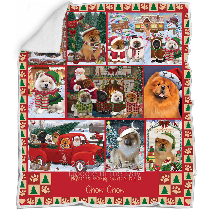 Love is Being Owned Christmas Chow Chow Dogs Blanket BLNKT143460