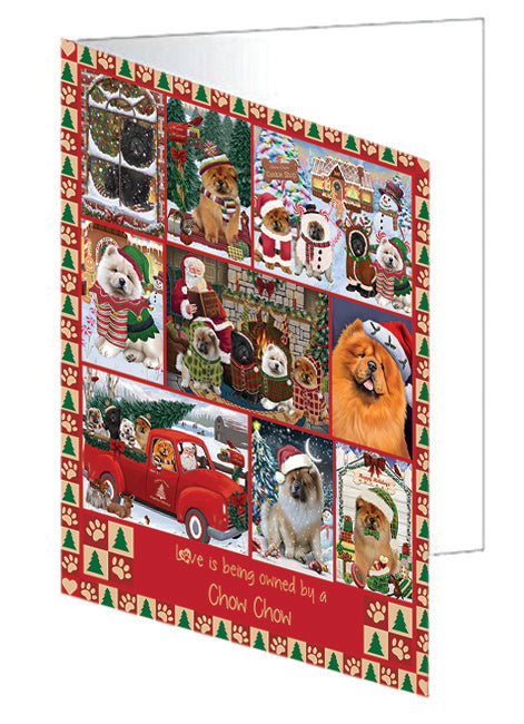 Love is Being Owned Christmas Chow Chow Dogs Handmade Artwork Assorted Pets Greeting Cards and Note Cards with Envelopes for All Occasions and Holiday Seasons GCD78878